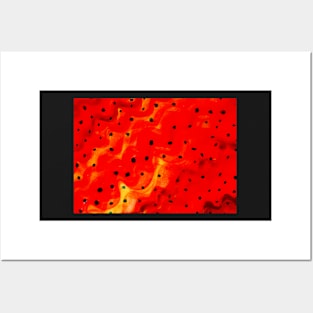 Red background with black dots Posters and Art